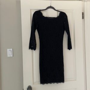 Black lace cocktail dress 3/4 sleeve